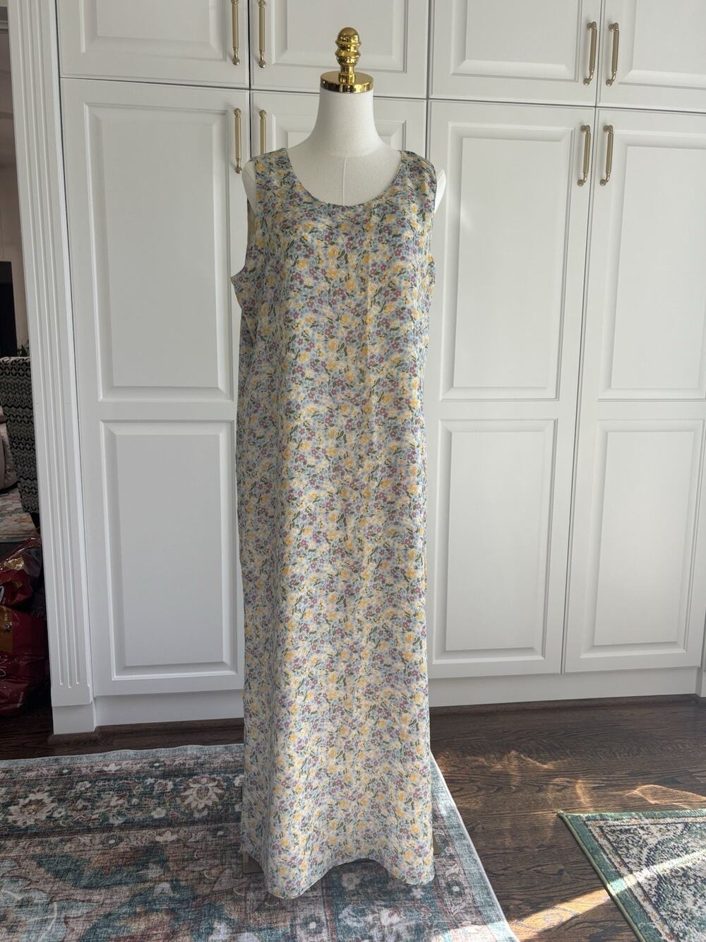 Studio Ease Y2K Prairie Floral Sleeveless Maxi Dress 14 Reversible Layered